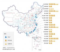 中国大陆核电厂分布图（截至2019年10月22日）